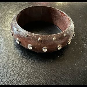 Wooden bangle with rhinestones
